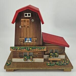 Vintage wood chalet windmill House music Trinket Jewelry Box